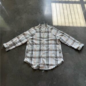 Free People We The Free Plaid Raw Hem Shirt
